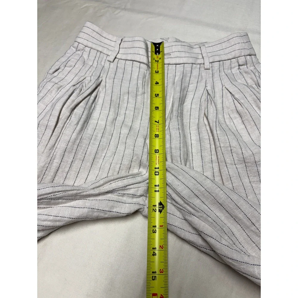 Banana Republic‎ Linen Herringbone Pinstripe Pleated Trousers Womens 2 W27 L24